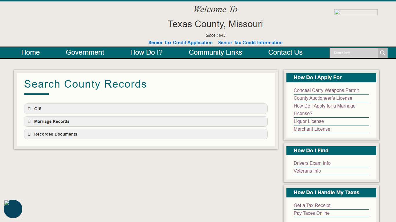 Search County Records Texas County, Missouri