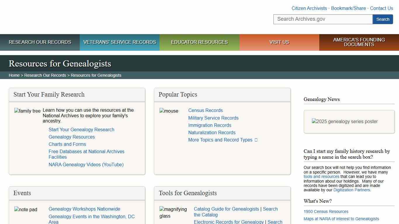 Resources for Genealogists and Family Historians National Archives